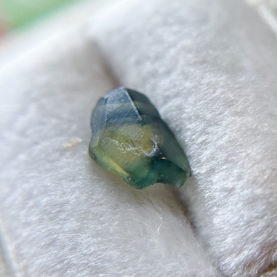 Organically Faceted Parti Color Lime Teal Rough Australian Sapphire