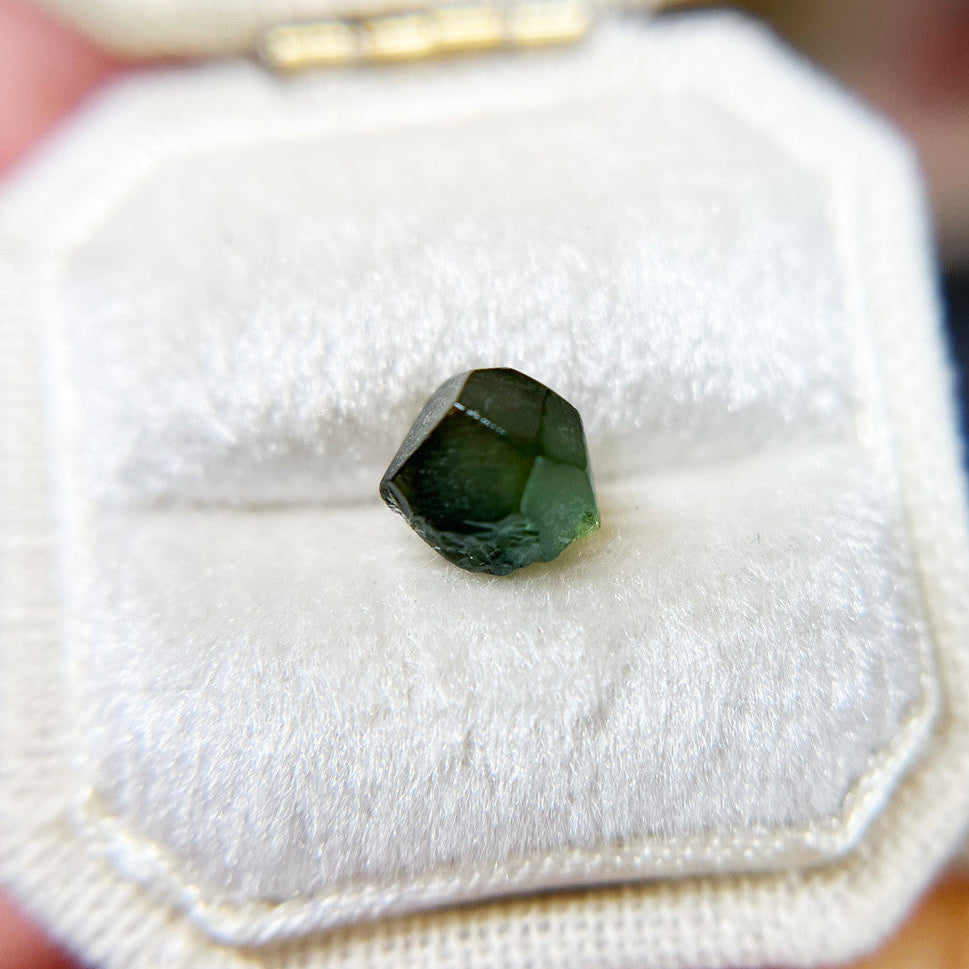 Organically Faceted Deep Green Australian Sapphire