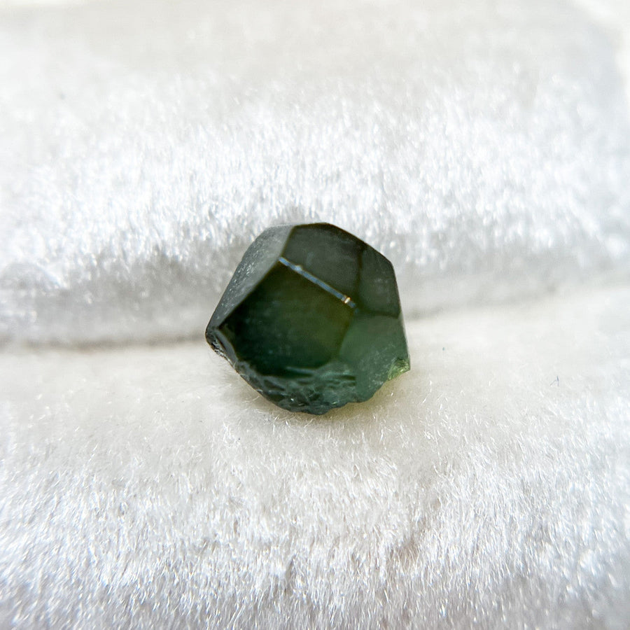 Organically Faceted Deep Green Australian Sapphire