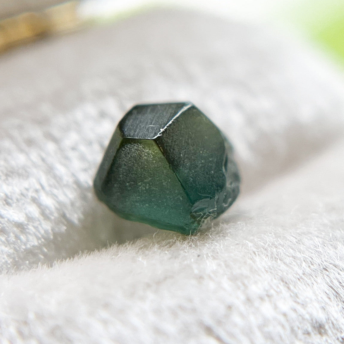 Organically Faceted Deep Green Australian Sapphire