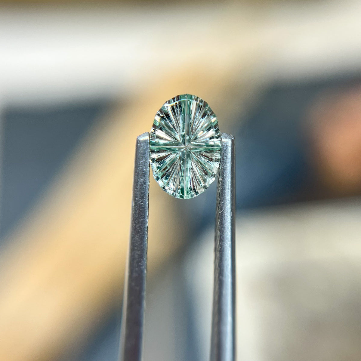 Blue Green Oval Montana Sapphire StarBrite™ Cut by  John Dyer