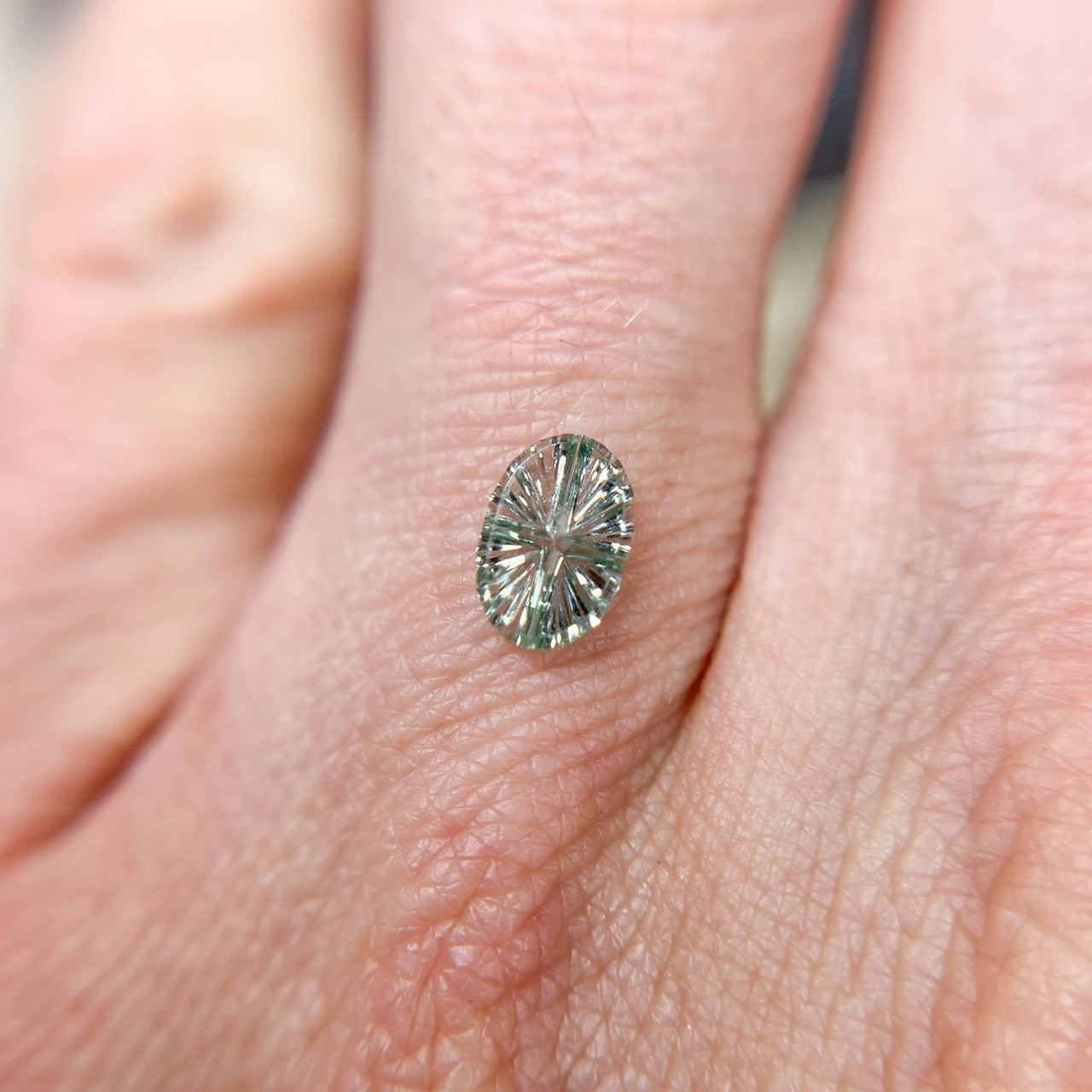 Blue Green Oval Montana Sapphire StarBrite™ Cut by  John Dyer