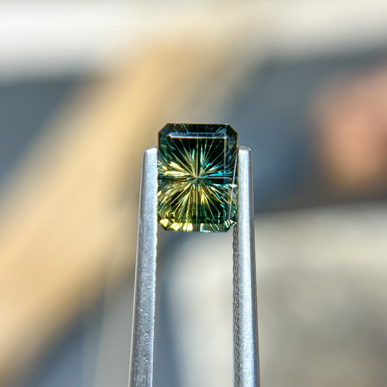 Parti Color Teal Lime Green Australian Sapphire Starbrite™ Cut by  John Dyer