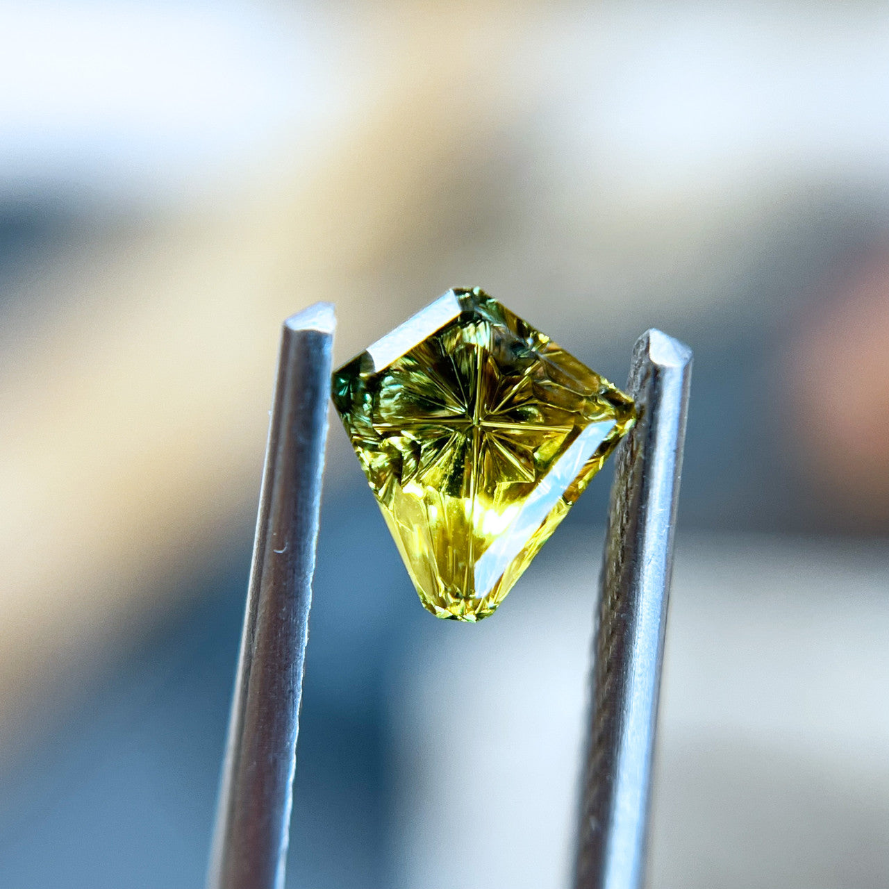 Golden Lime Green Parti Color Australian Sapphire StarBrite™ Cut by  John Dyer