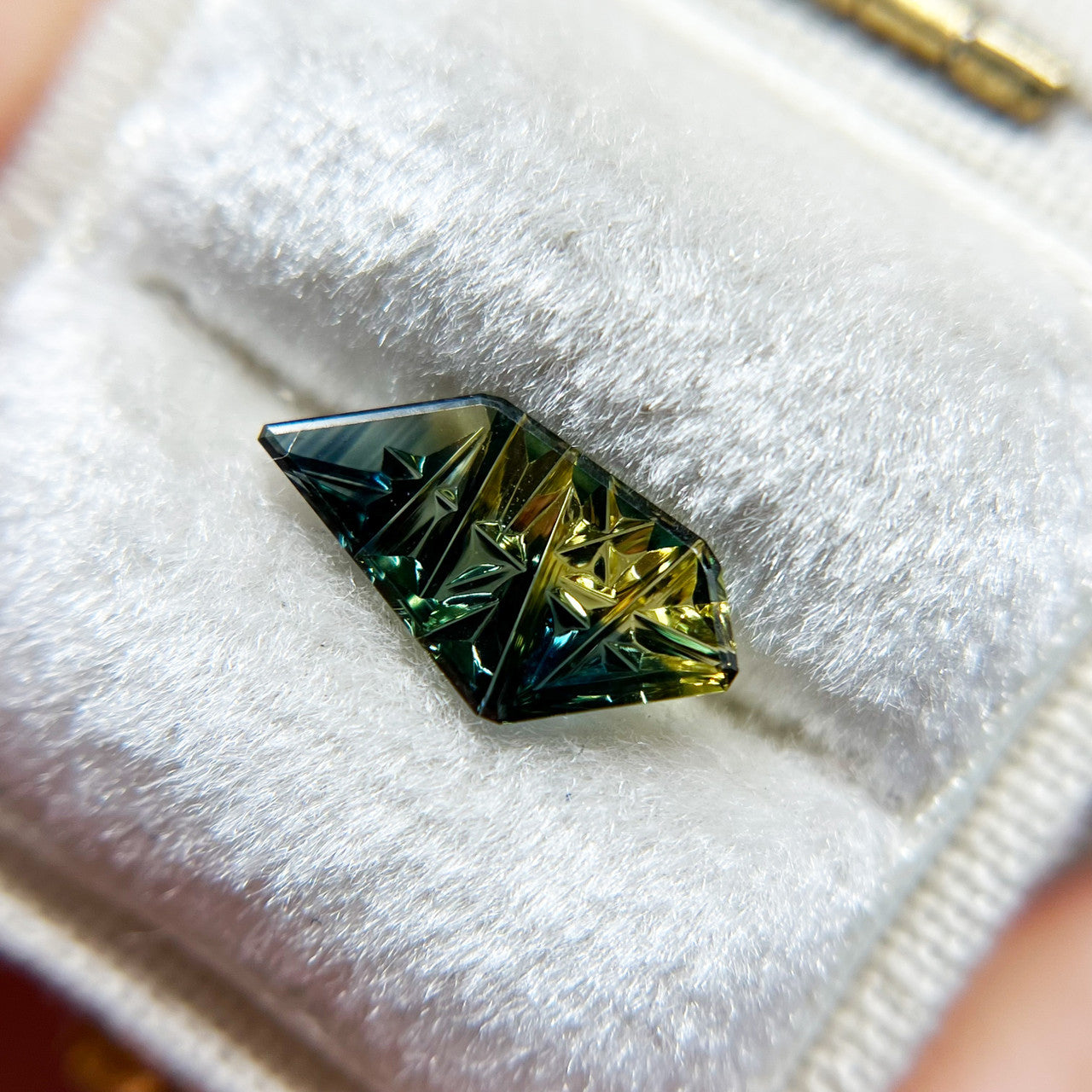 Teal Lime Parti Color Freeform Australian Sapphire Dreamscape™ Cut by  John Dyer