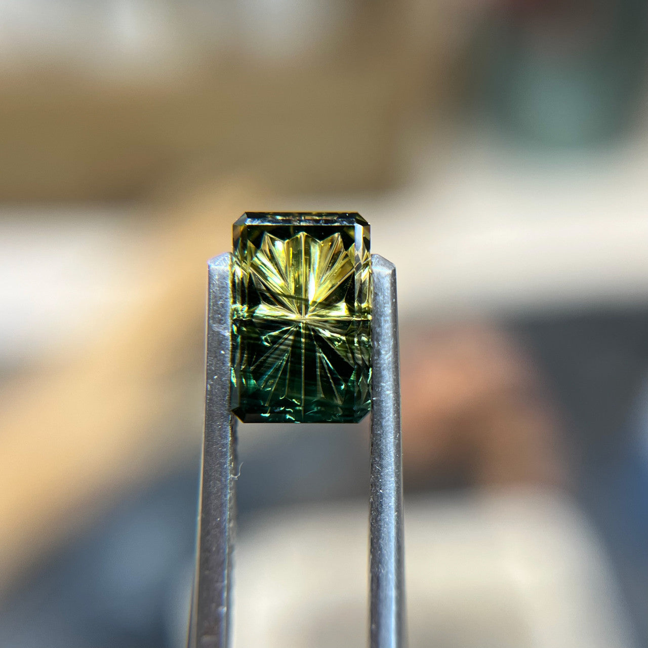 Parti Color Green Teal Australian Sapphire StarBrite™ Cut by John Dyer