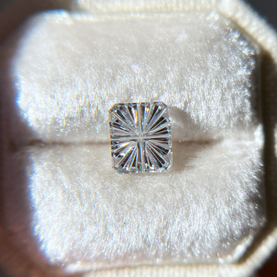 Silvery Blue Rectangular Montana Sapphire StarBrite™ Cut by John Dyer