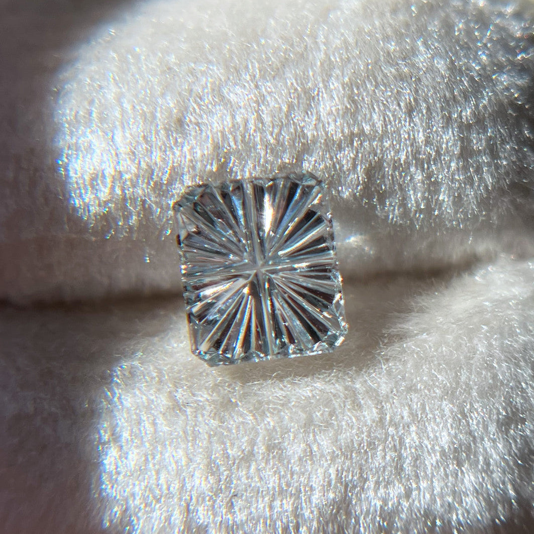 Silvery Blue Rectangular Montana Sapphire StarBrite™ Cut by John Dyer