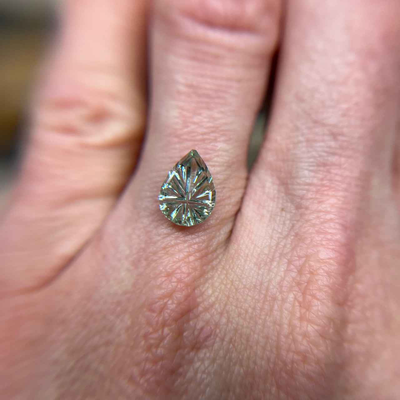 Large Teardrop Blue Green Montana Sapphire StarBrite™ Cut by  John Dyer