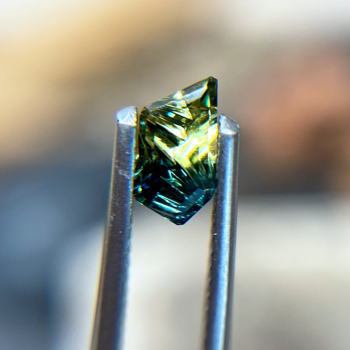 Parti Color Teal Lime Australian Sapphire Dreamscape™ Cut by  John Dyer