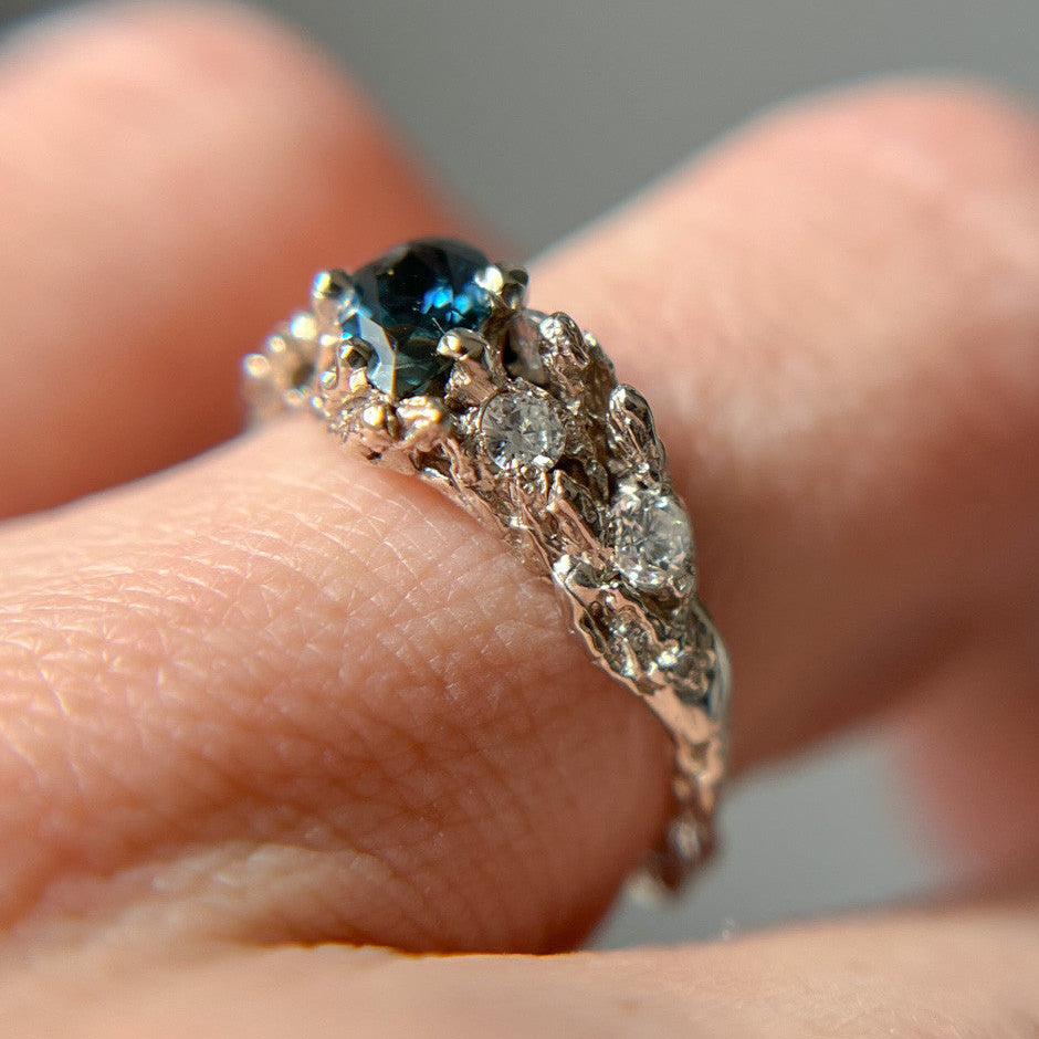 Limited Edition Juniper Teal Sapphire Cluster Ring
