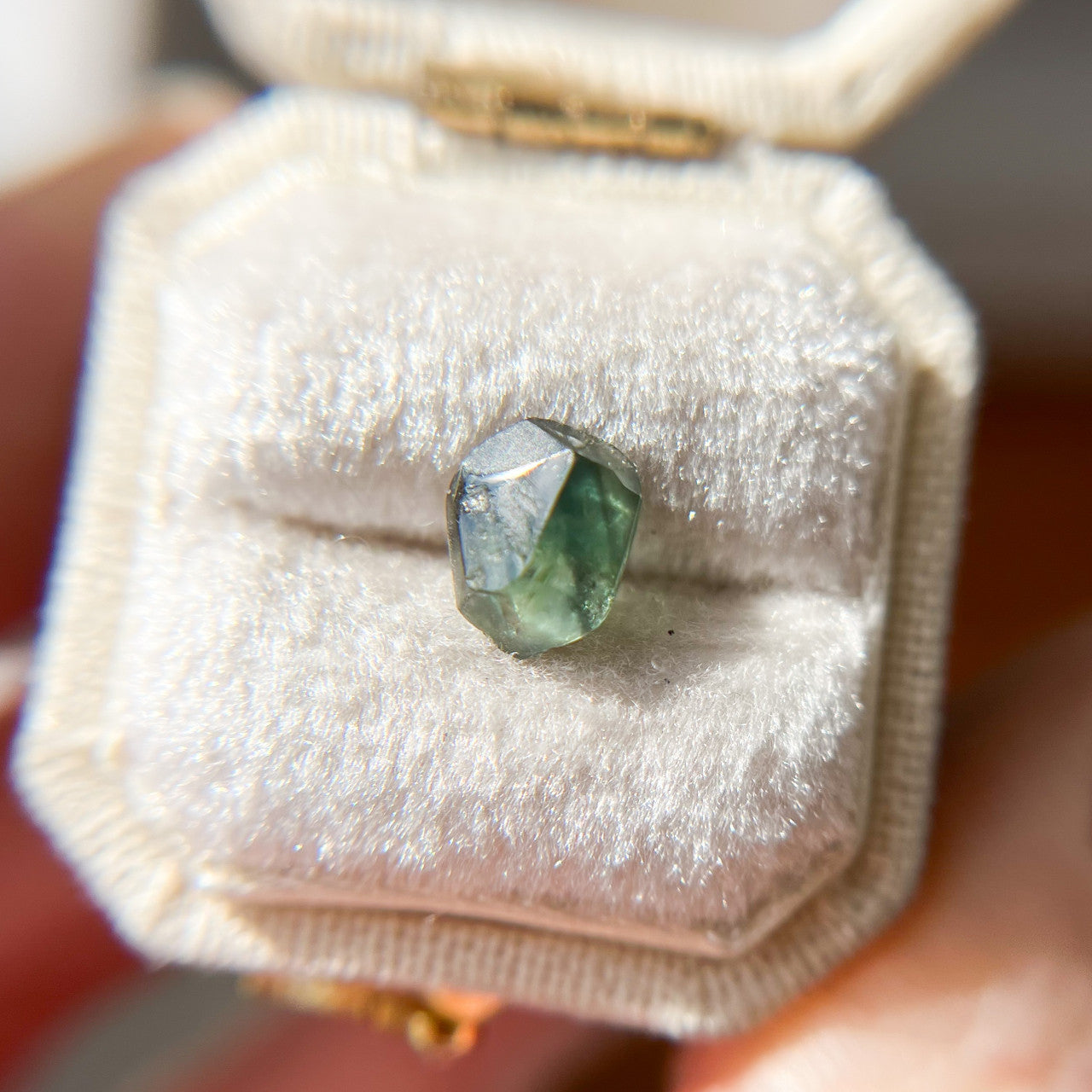Organically Faceted Blue Green Australian  Sapphire