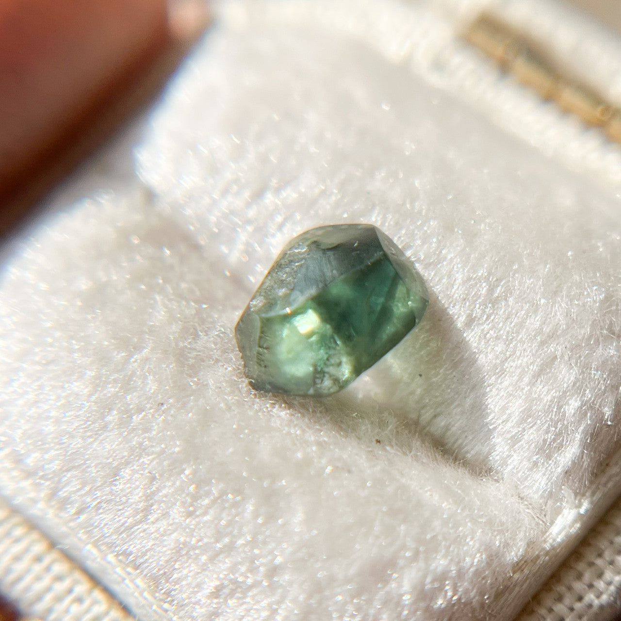 Organically Faceted Blue Green Australian  Sapphire