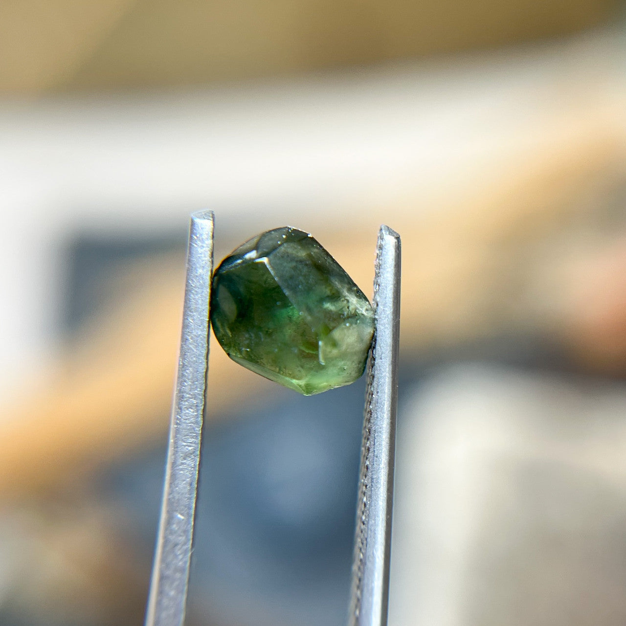 Organically Faceted Blue Green Australian  Sapphire