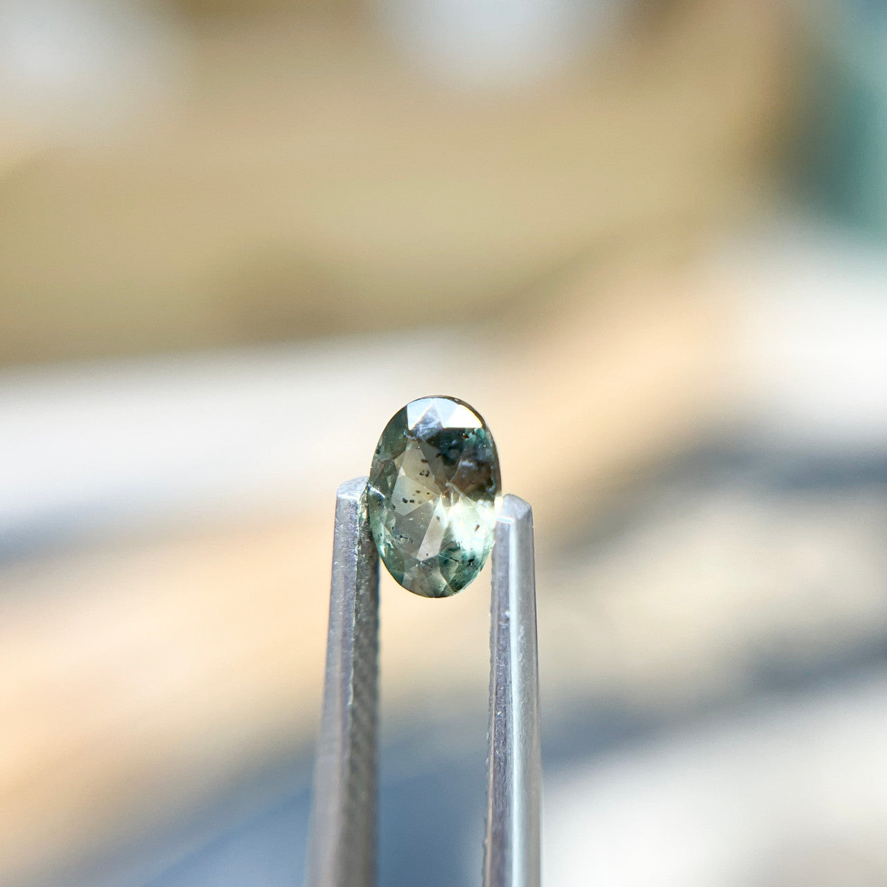 Dark Teal Green Oval Montana Sapphire
