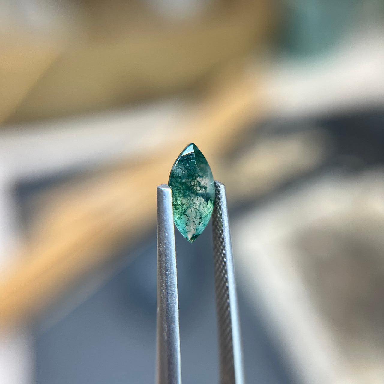 Marquise Cut  Moss Agate
