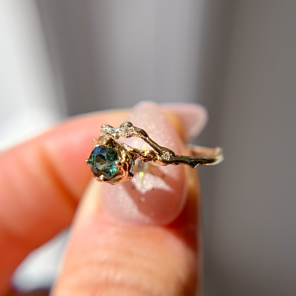 Demi Naples Half Halo w/Green Sapphire