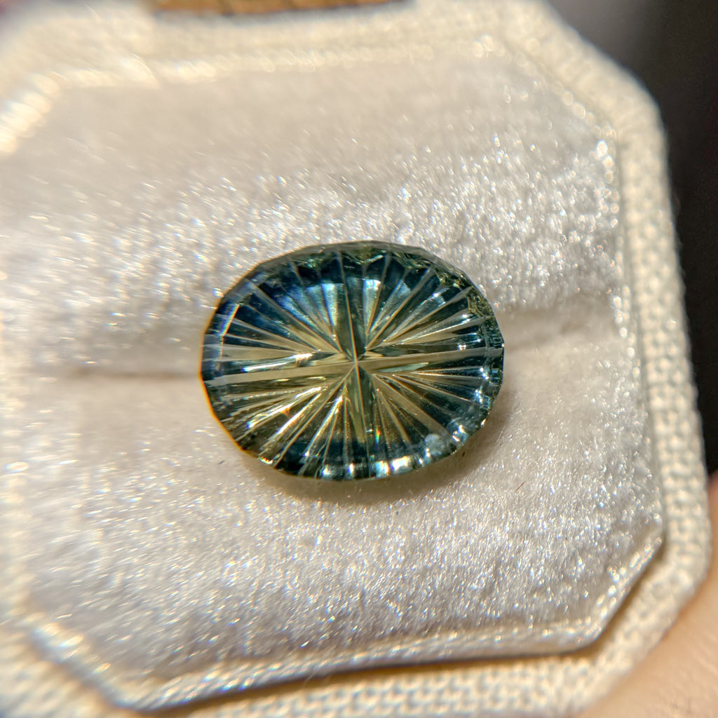 Bright Blue Yellow Australian Sapphire Starbrite™ Cut by John Dyer