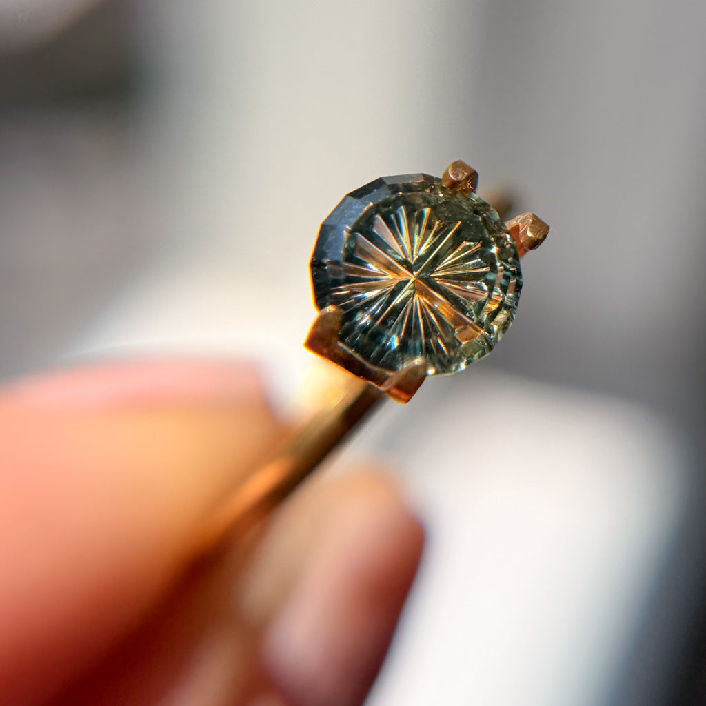 Parti Color Tropical Teal Yellow Sapphire Starbrite™ Cut by John Dyer