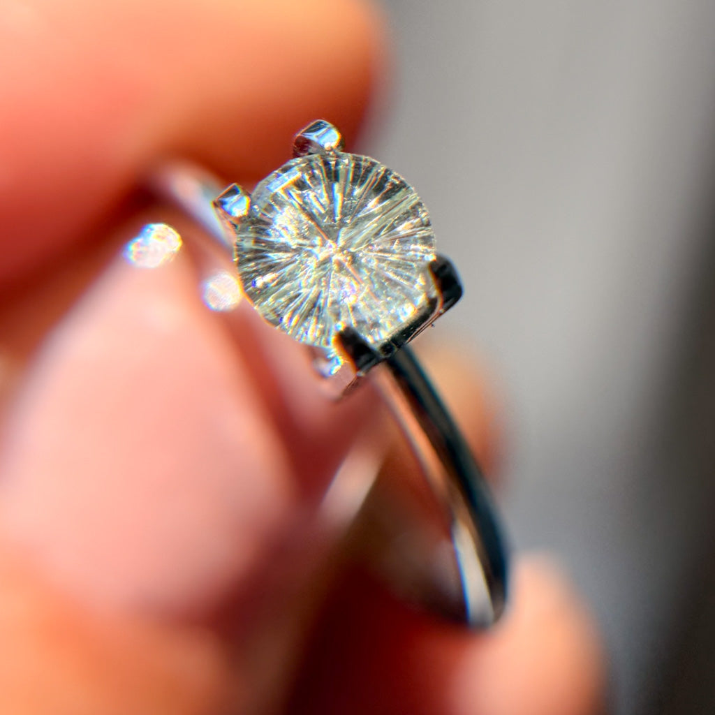 Almost White Montana Sapphire Starbrite™ Cut by John Dyer