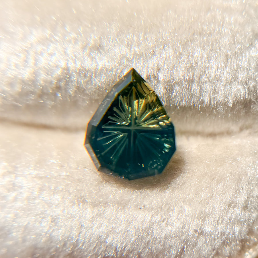 Pear Parti Color Teal Yellow Australian Sapphire by Kosnar Gems