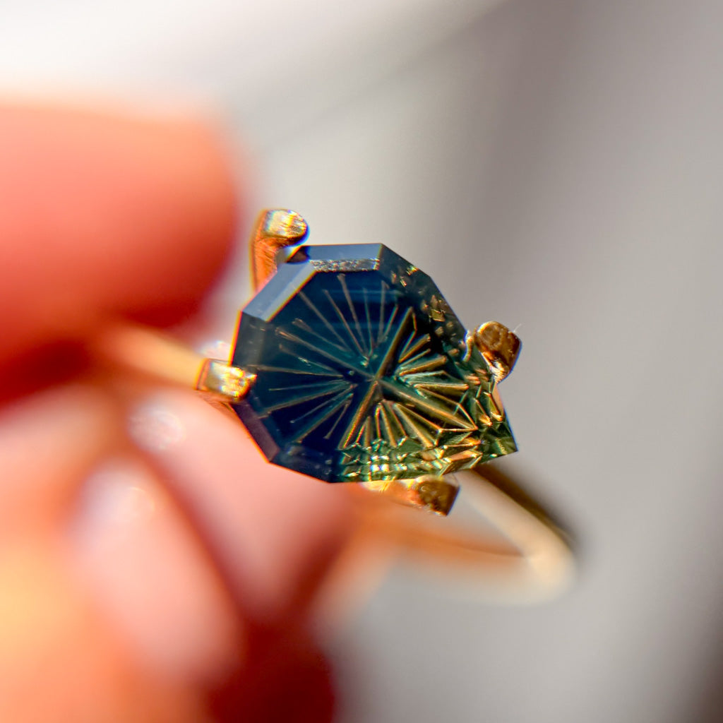 Pear Parti Color Teal Yellow Australian Sapphire by Kosnar Gems