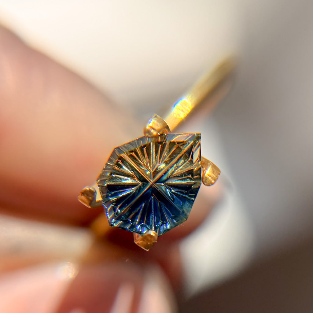 Parti Color Bright Yellow Blue Australian Sapphire by Kosnar Gems