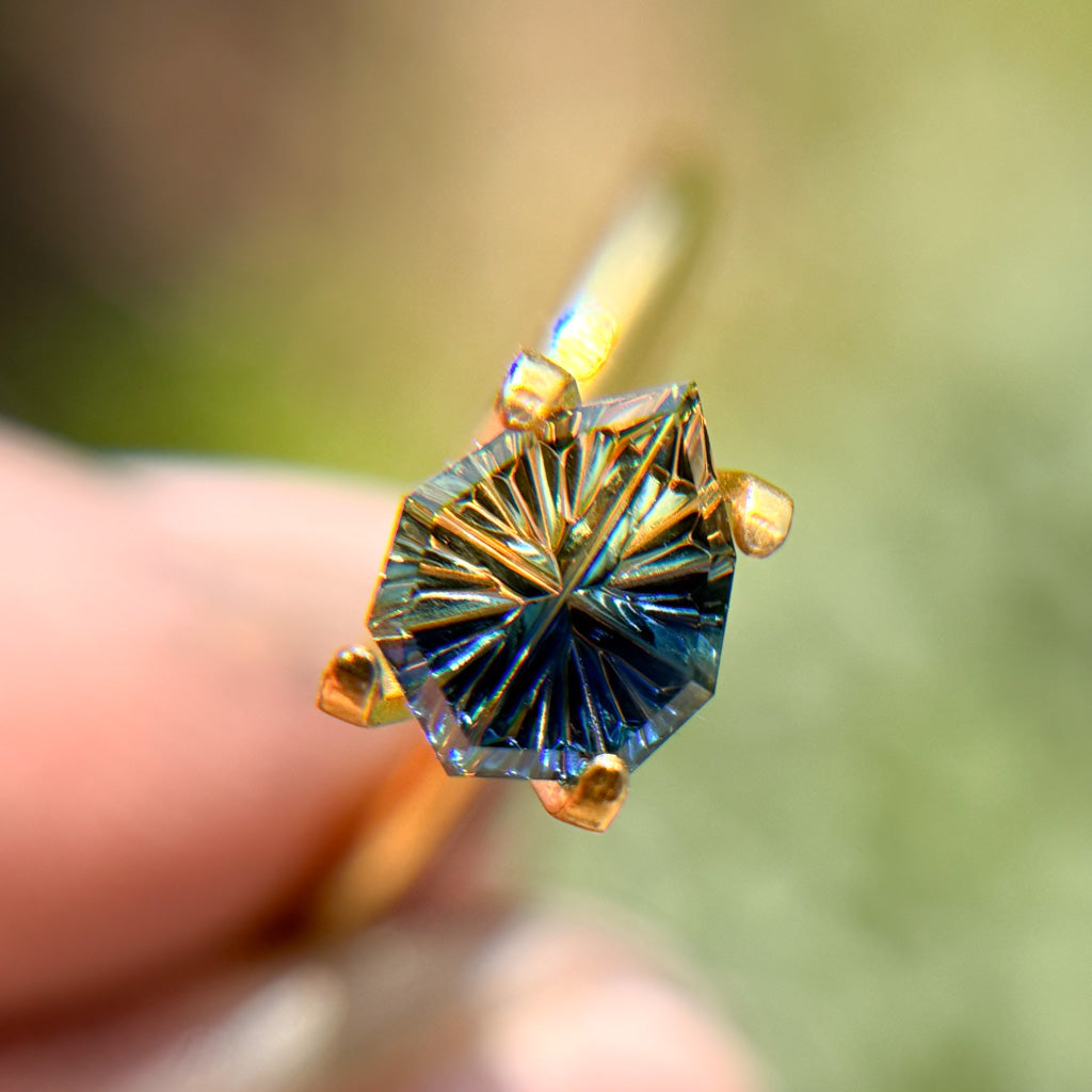 Parti Color Bright Yellow Blue Australian Sapphire by Kosnar Gems