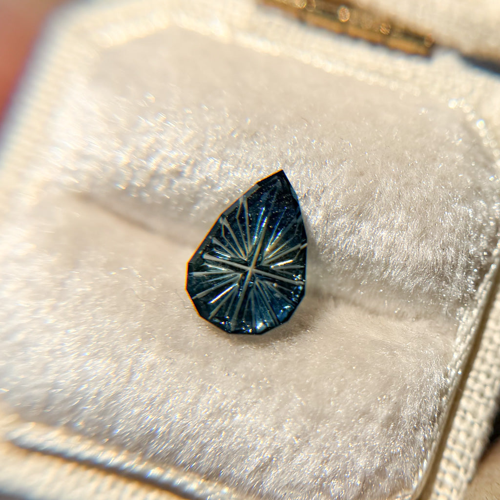 Pear Cut Bicolor Teal Blue Australian Sapphire by Kosnar Gems