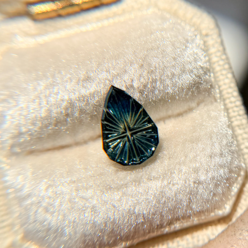 Pear Cut Bicolor Teal Blue Australian Sapphire by Kosnar Gems