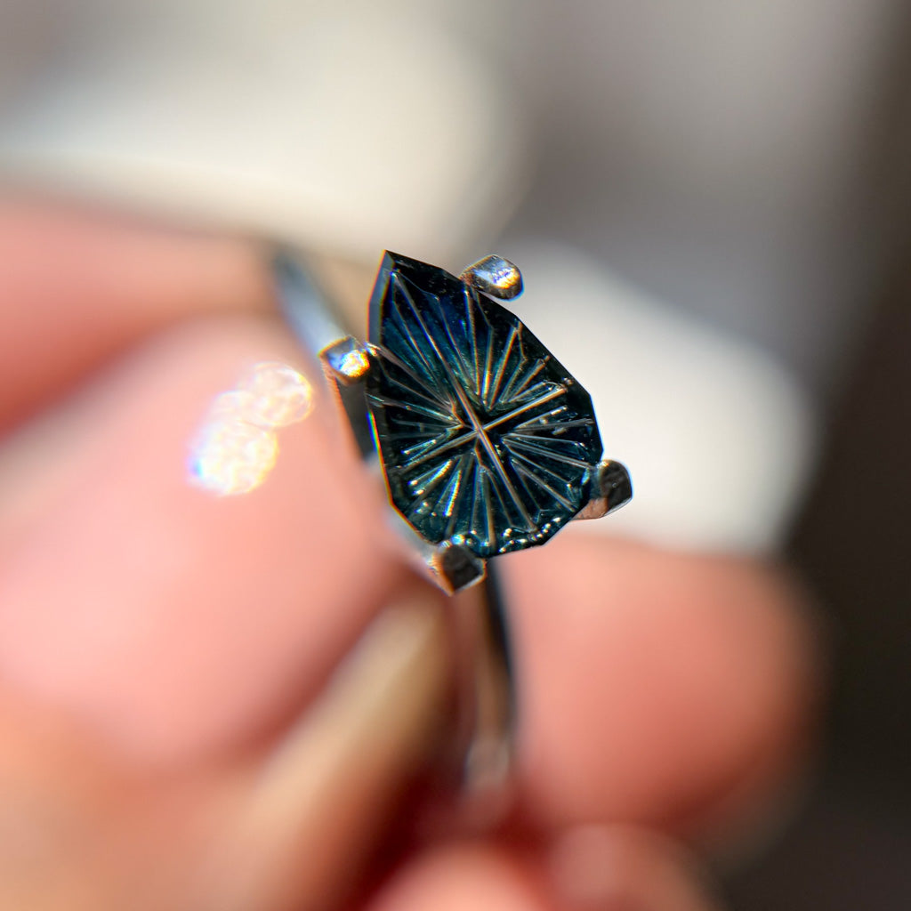 Pear Cut Bicolor Teal Blue Australian Sapphire by Kosnar Gems