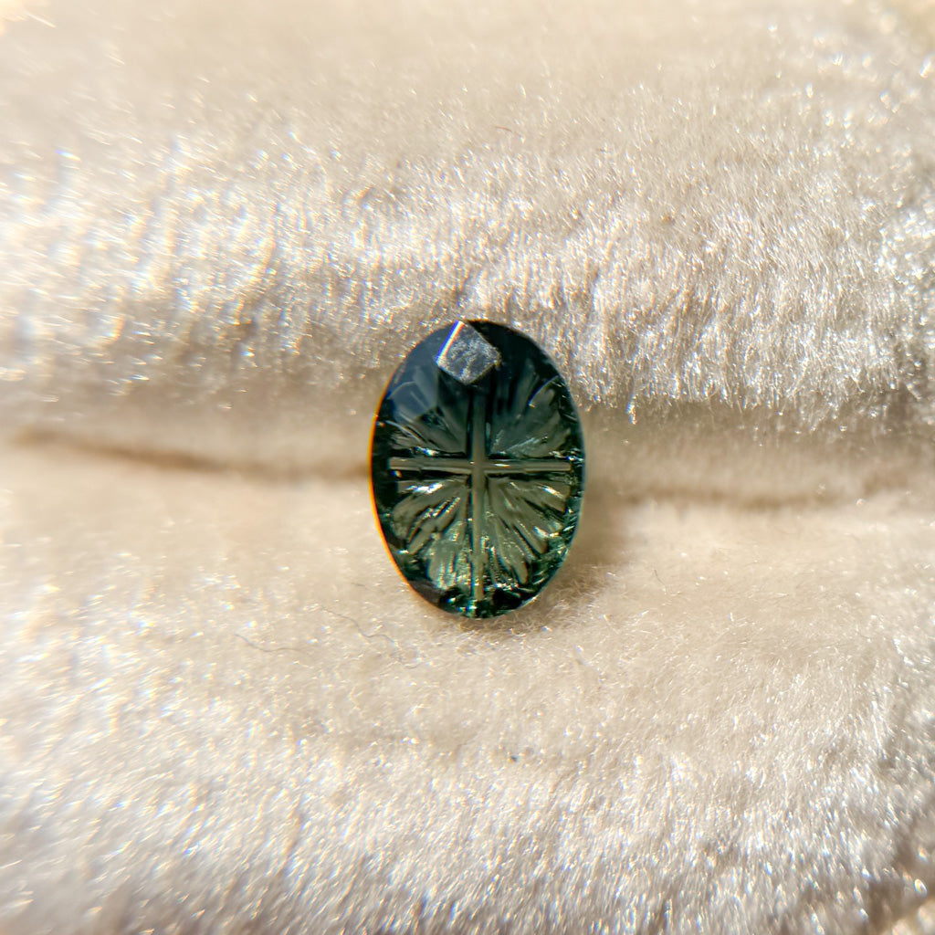 Parti Color Pine Green Fantasy Cut Sapphire