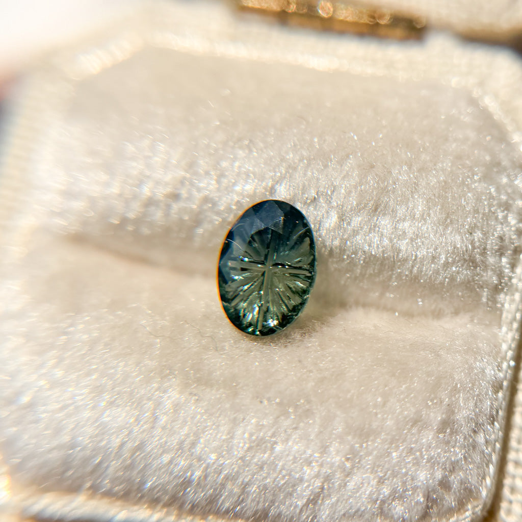 Parti Color Pine Green Fantasy Cut Sapphire