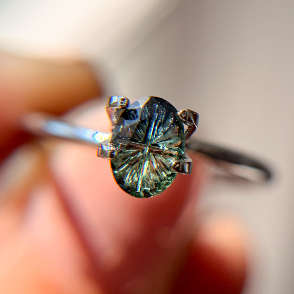 Parti Color Pine Green Fantasy Cut Sapphire