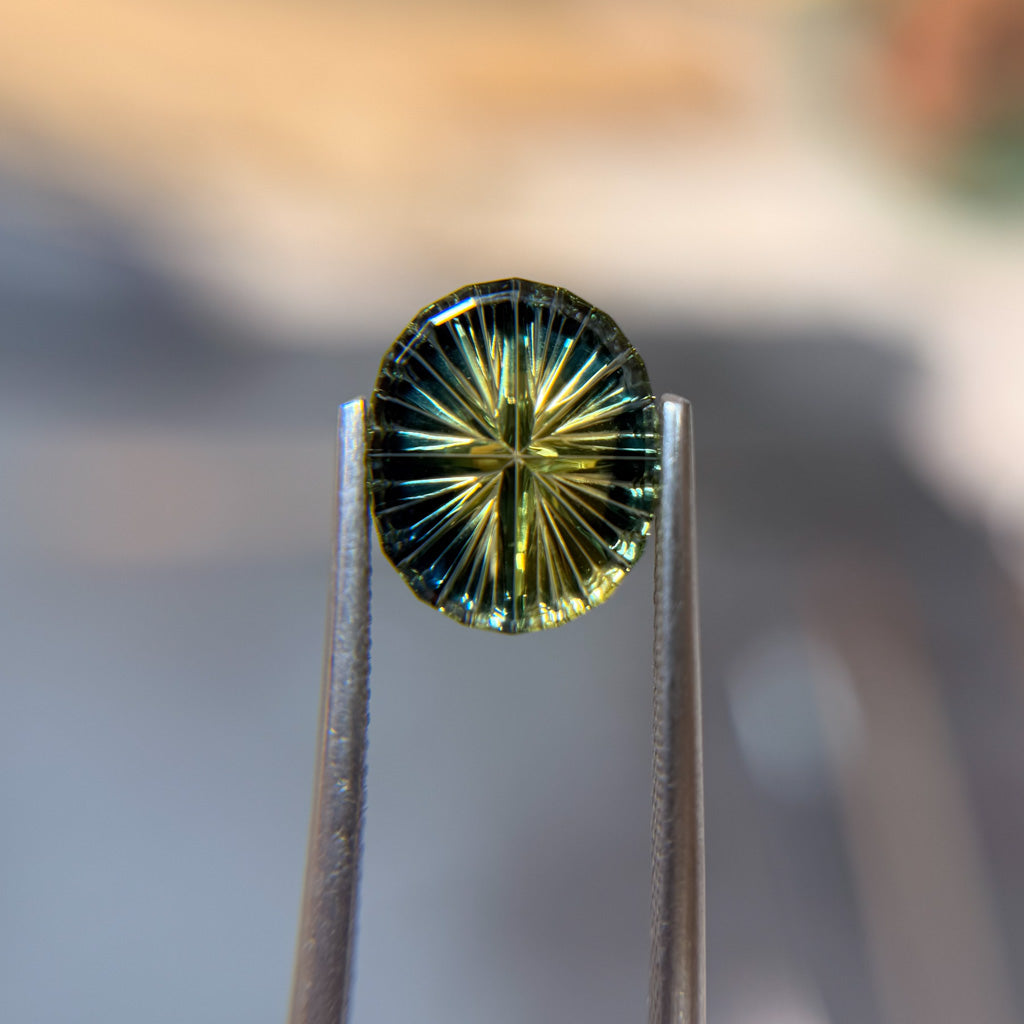 Bright Blue Yellow Australian Sapphire Starbrite™ Cut by John Dyer