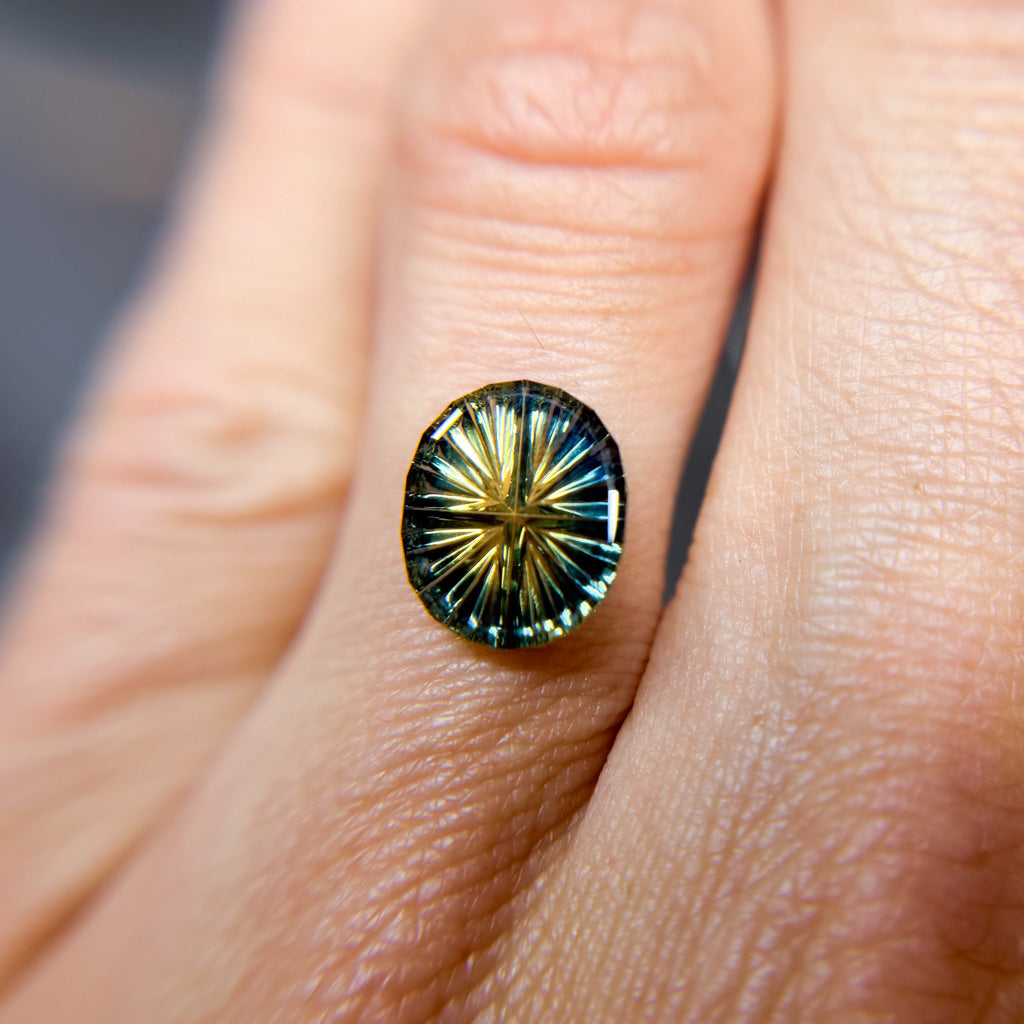 Bright Blue Yellow Australian Sapphire Starbrite™ Cut by John Dyer