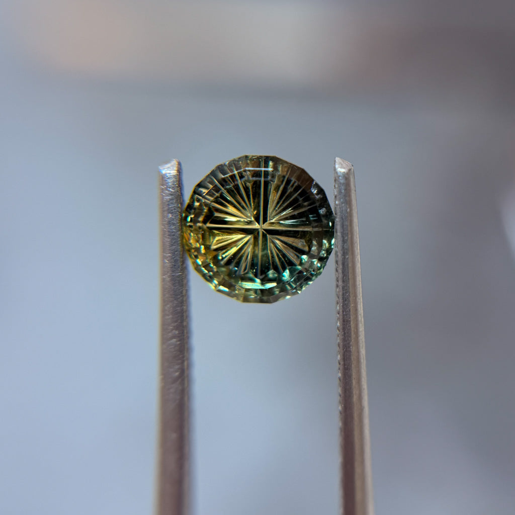 Parti Color Tropical Teal Yellow Sapphire Starbrite™ Cut by John Dyer