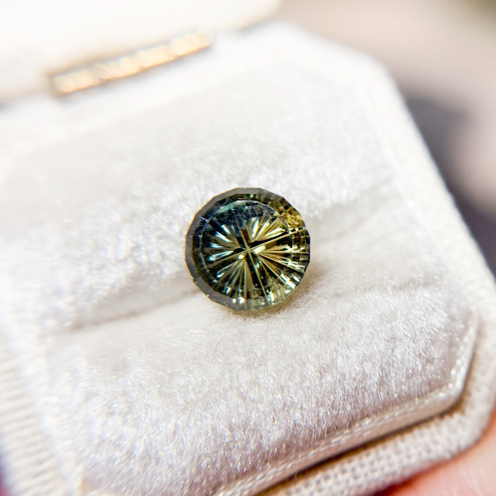 Parti Color Tropical Teal Yellow Sapphire Starbrite™ Cut by John Dyer