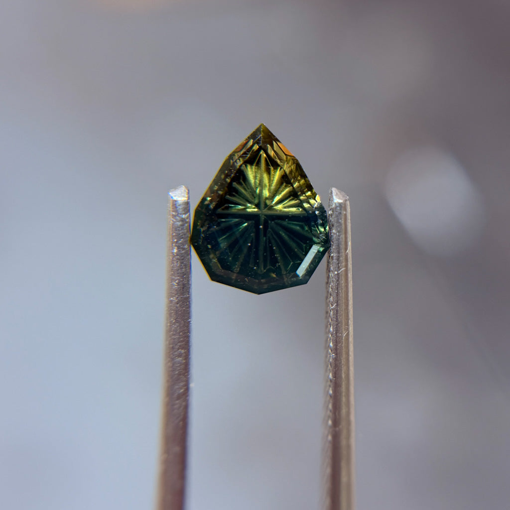 Pear Parti Color Teal Yellow Australian Sapphire by Kosnar Gems