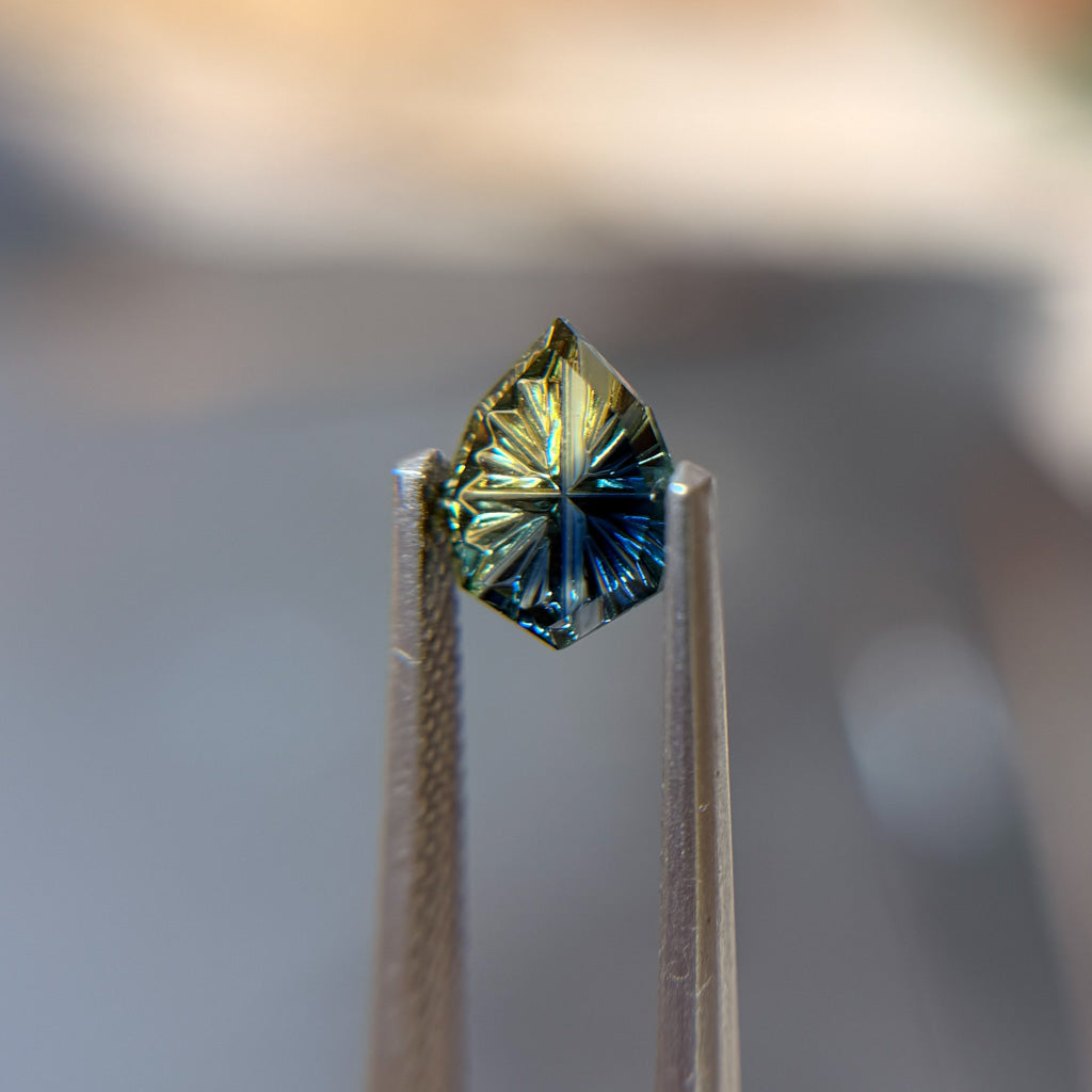 Parti Color Bright Yellow Blue Australian Sapphire by Kosnar Gems