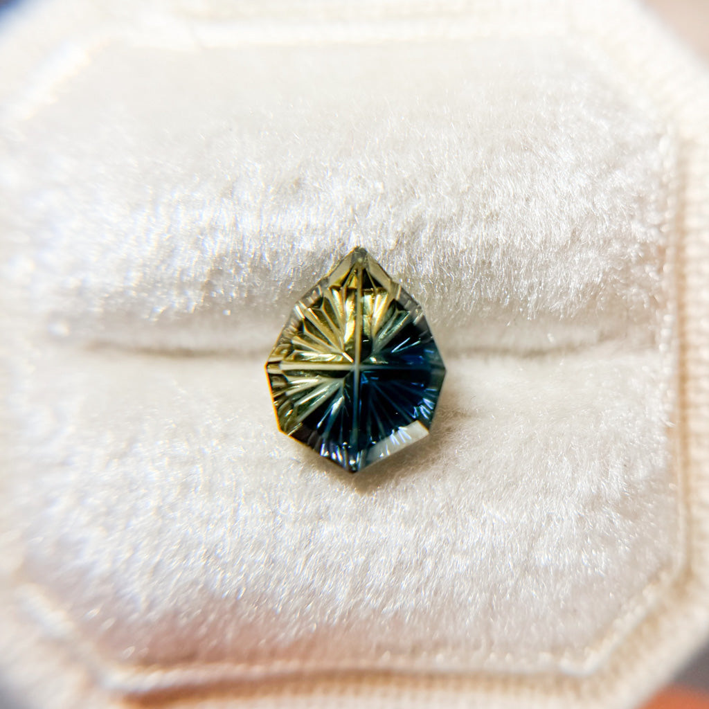 Parti Color Bright Yellow Blue Australian Sapphire by Kosnar Gems