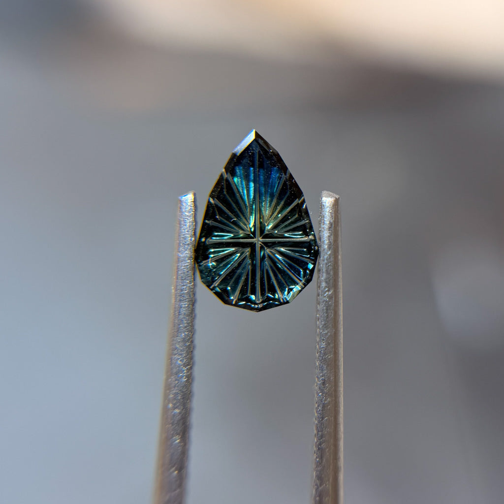 Pear Cut Bicolor Teal Blue Australian Sapphire by Kosnar Gems