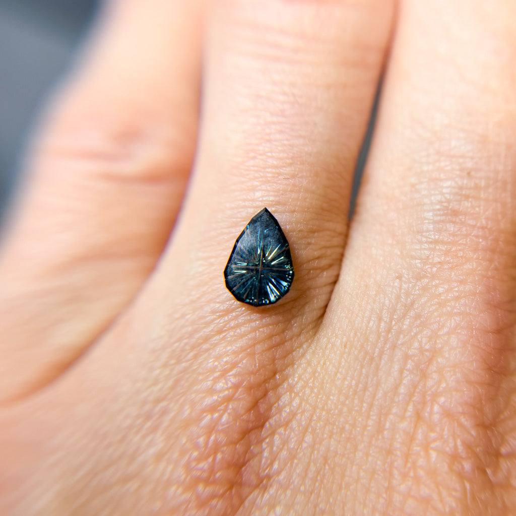 Pear Cut Bicolor Teal Blue Australian Sapphire by Kosnar Gems
