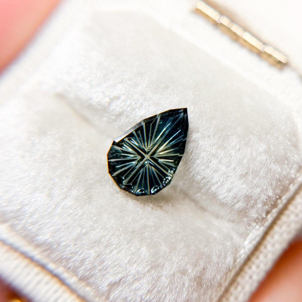 Pear Cut Bicolor Teal Blue Australian Sapphire by Kosnar Gems
