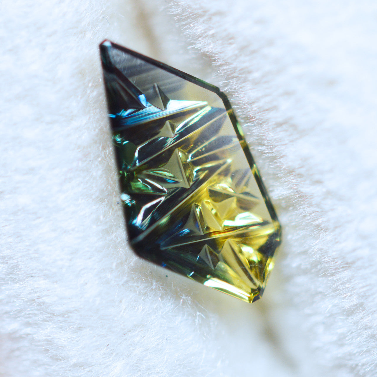 Teal Lime Parti Color Freeform Australian Sapphire Dreamscape™ Cut by  John Dyer