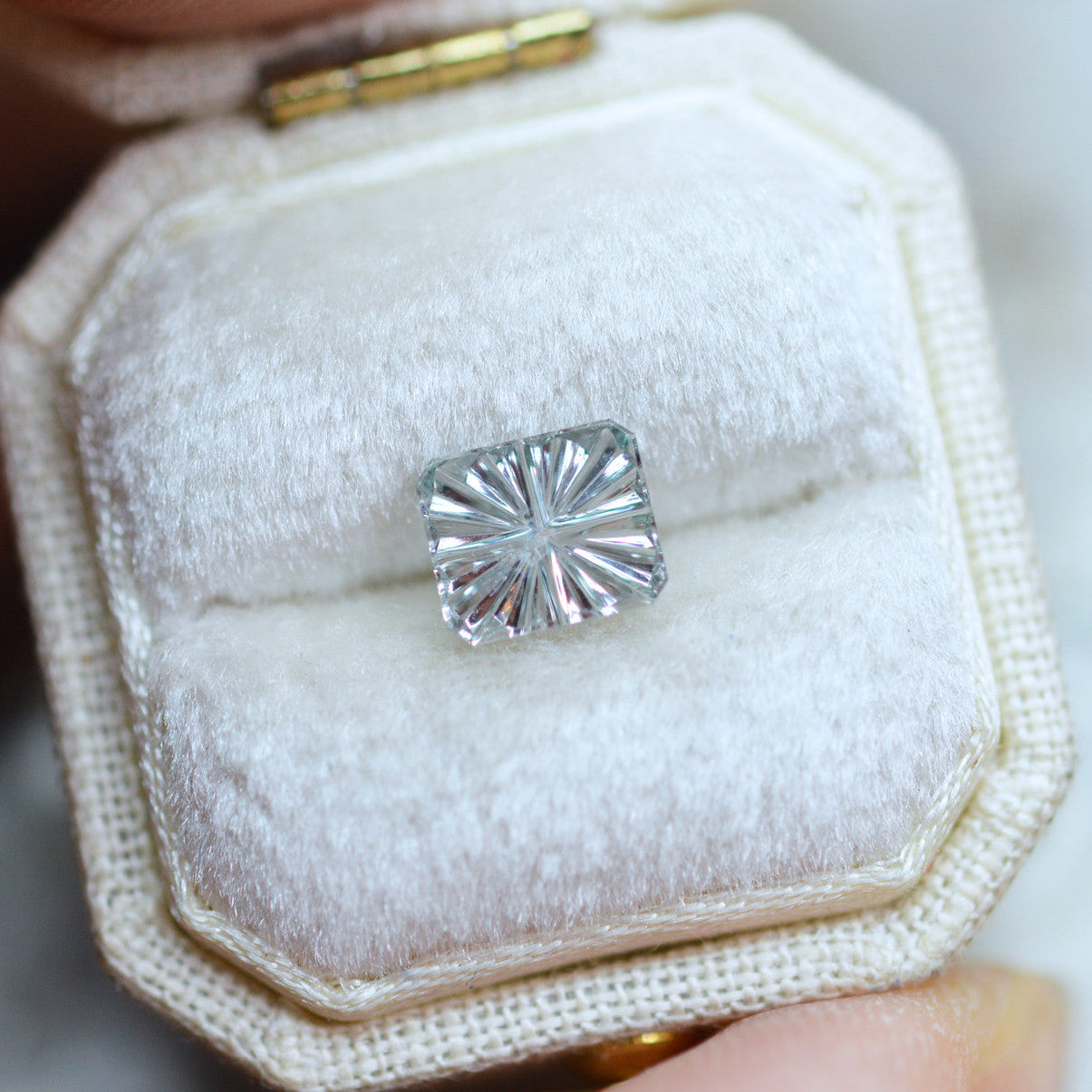 Silvery Blue Rectangular Montana Sapphire StarBrite™ Cut by John Dyer