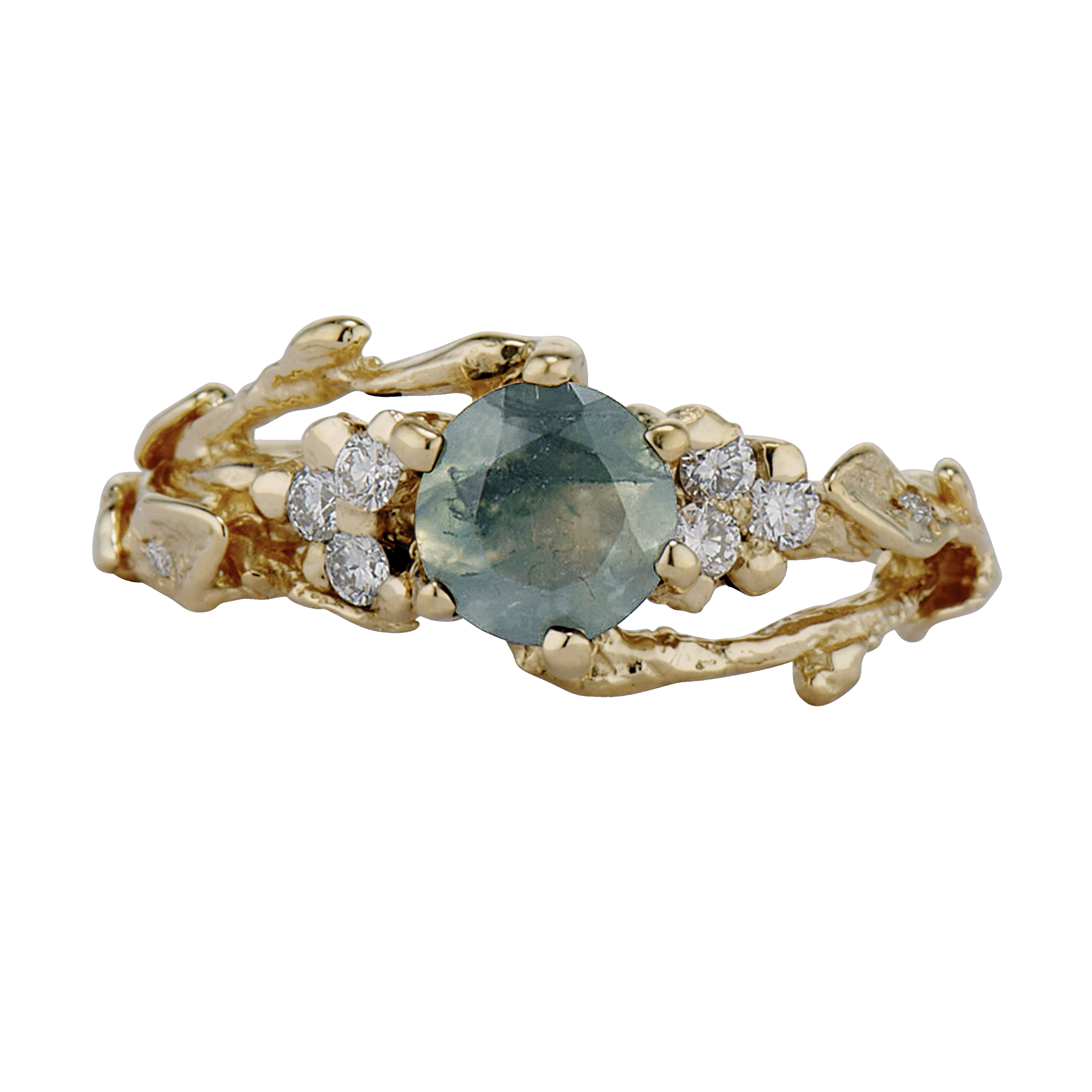 OOAK - Feyre Moss Agate Leaf Ring