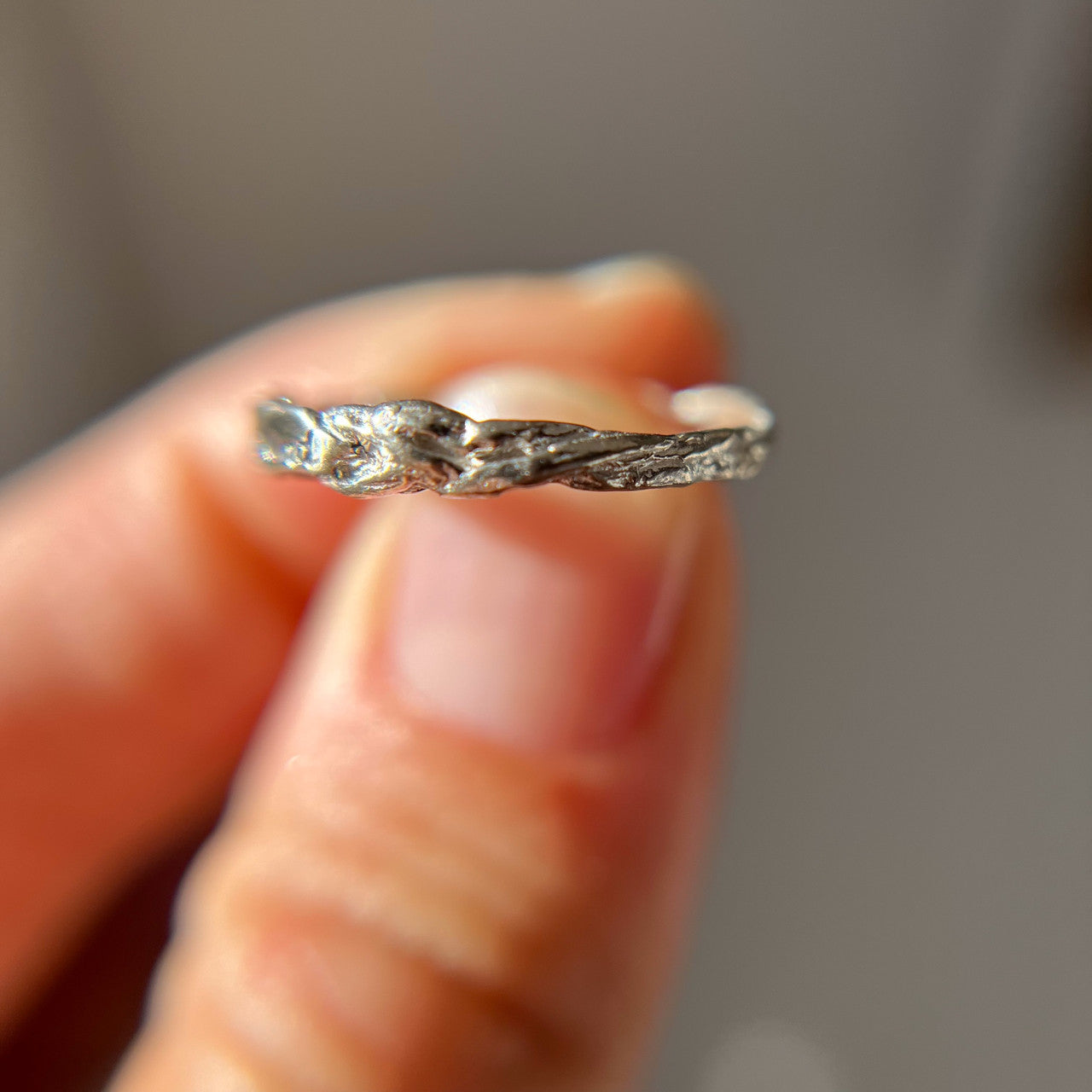 14K White Gold Fireheart Woodland Signet Ring