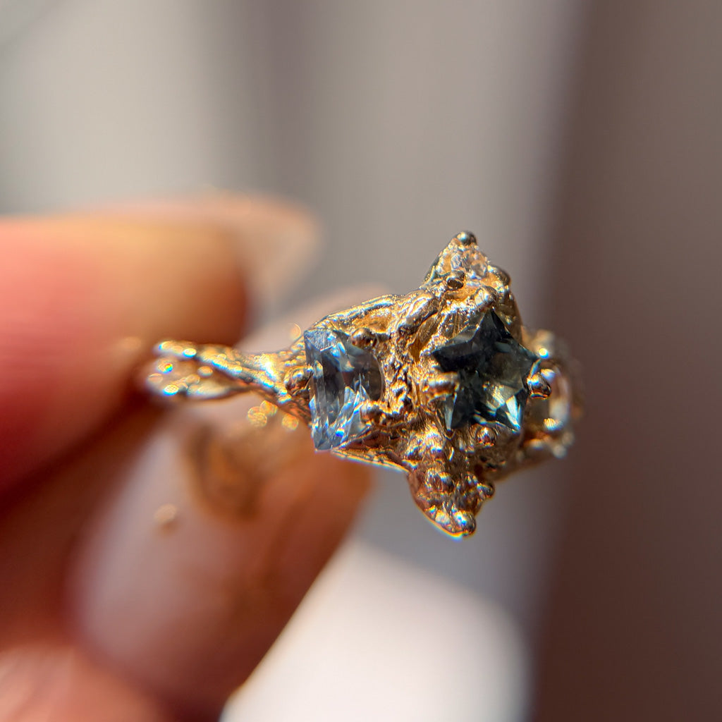 OOAK - Celestine Moon & Star Ring