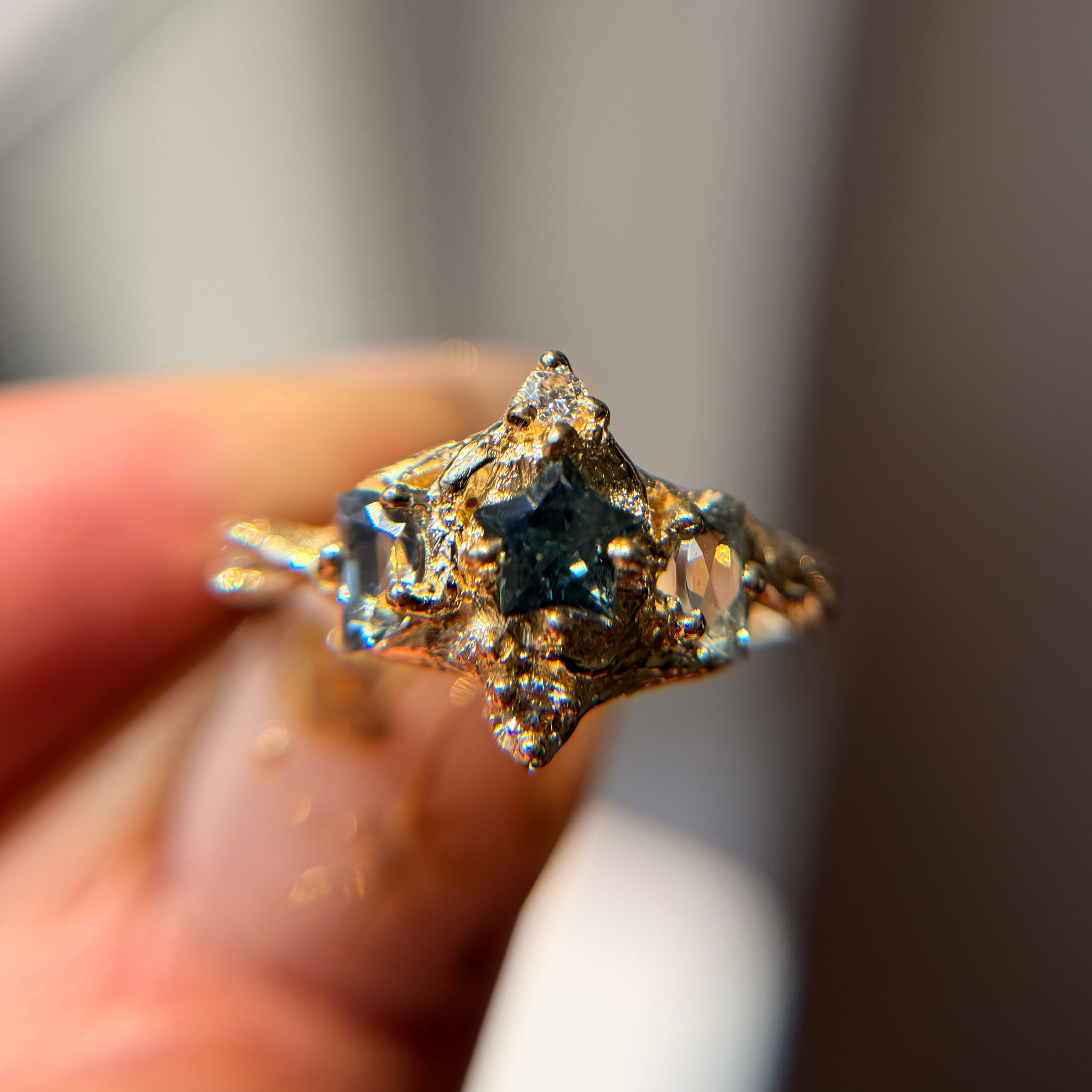 OOAK - Celestine Moon & Star Ring